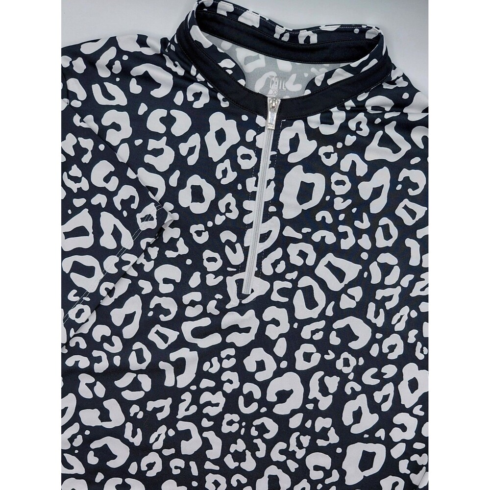 TAIL Cheetah Print 1/4 Zip Polo Shirt Women's XXL Short Sleeves Golf Pickleball